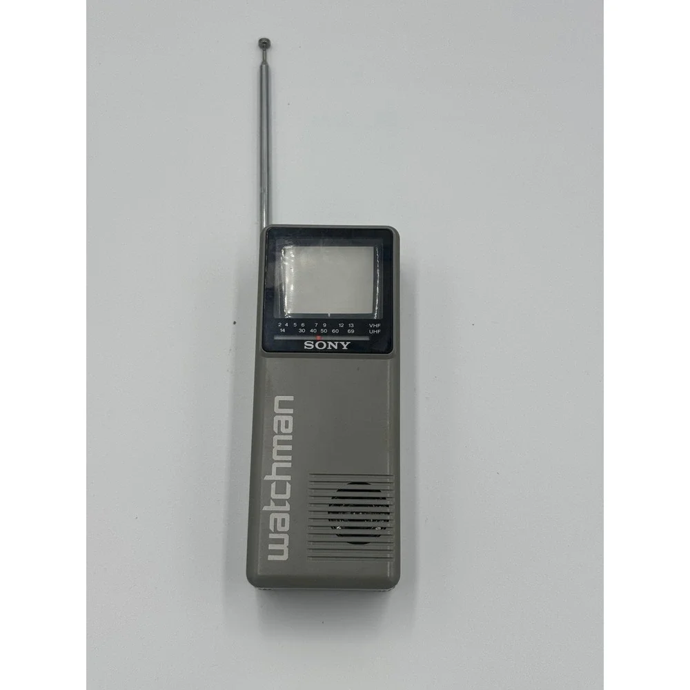 Sony Watchman FD-10A Portable Handheld B&W TV Vintage 1987 Gray untested parts 8
